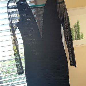 Black Mesh Long Sleeve Mini Dress